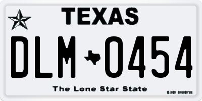 TX license plate DLM0454