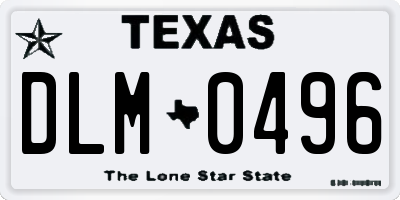 TX license plate DLM0496