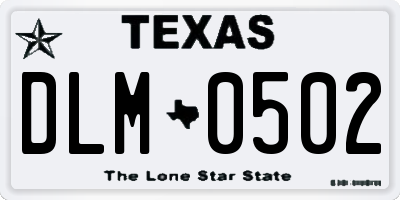 TX license plate DLM0502