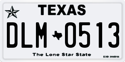 TX license plate DLM0513