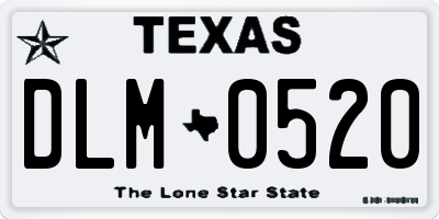 TX license plate DLM0520