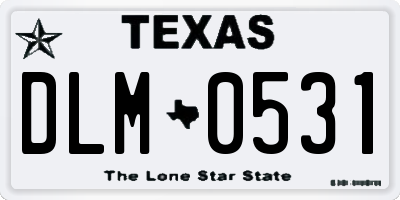 TX license plate DLM0531