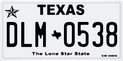 TX license plate DLM0538