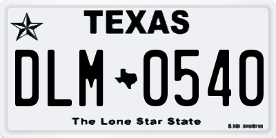 TX license plate DLM0540