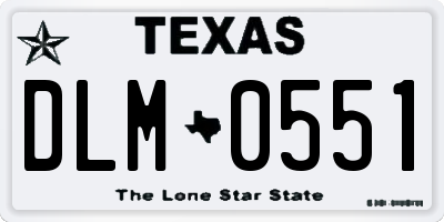 TX license plate DLM0551
