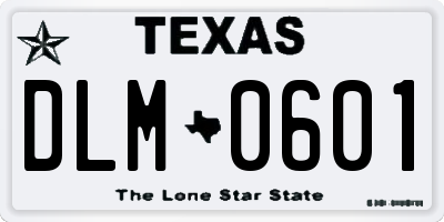 TX license plate DLM0601