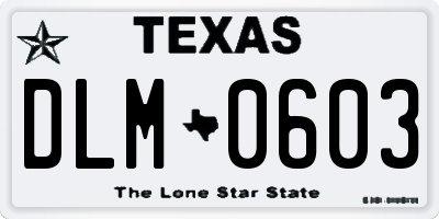 TX license plate DLM0603