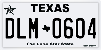 TX license plate DLM0604