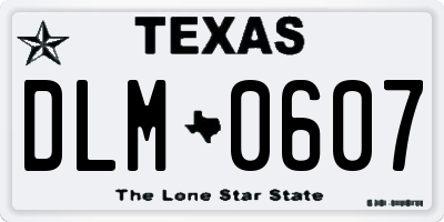 TX license plate DLM0607