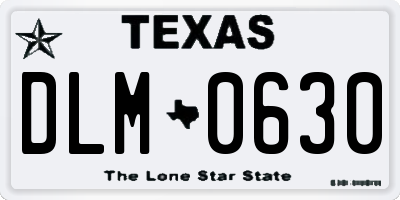 TX license plate DLM0630