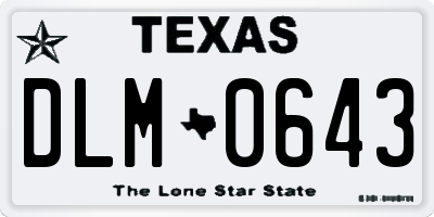 TX license plate DLM0643