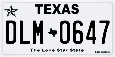 TX license plate DLM0647