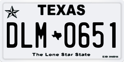 TX license plate DLM0651