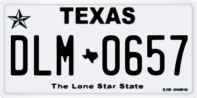 TX license plate DLM0657