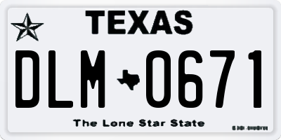 TX license plate DLM0671