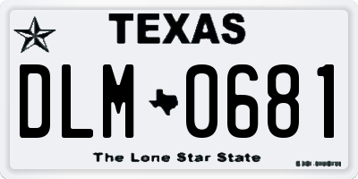 TX license plate DLM0681