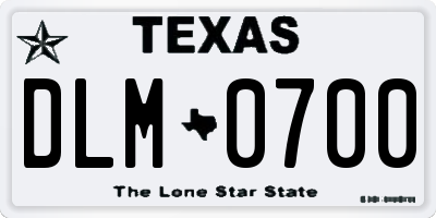 TX license plate DLM0700