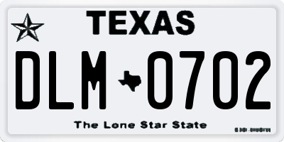 TX license plate DLM0702
