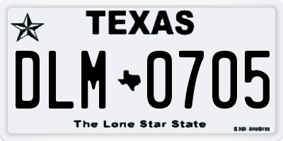 TX license plate DLM0705