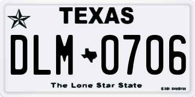 TX license plate DLM0706