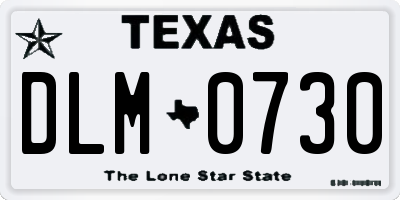 TX license plate DLM0730