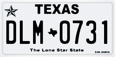 TX license plate DLM0731