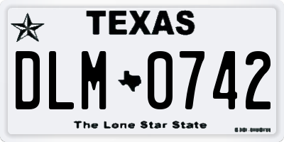 TX license plate DLM0742