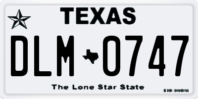TX license plate DLM0747