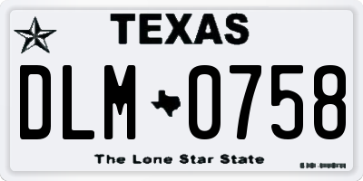 TX license plate DLM0758