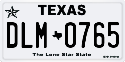 TX license plate DLM0765