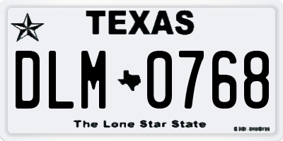 TX license plate DLM0768
