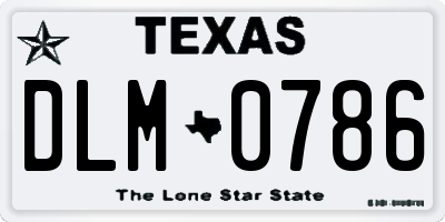 TX license plate DLM0786