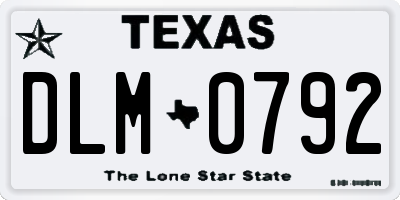 TX license plate DLM0792