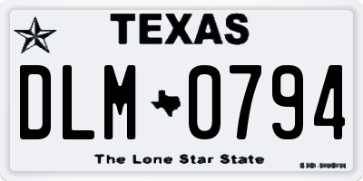 TX license plate DLM0794