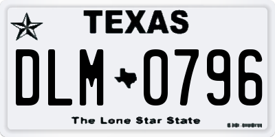 TX license plate DLM0796