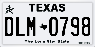 TX license plate DLM0798