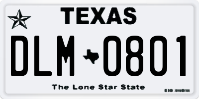 TX license plate DLM0801