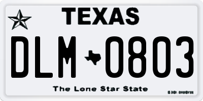TX license plate DLM0803