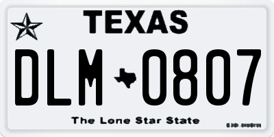 TX license plate DLM0807