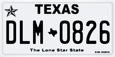 TX license plate DLM0826
