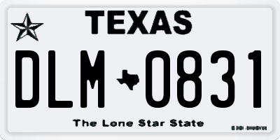 TX license plate DLM0831