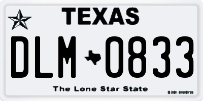 TX license plate DLM0833
