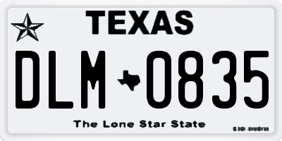 TX license plate DLM0835