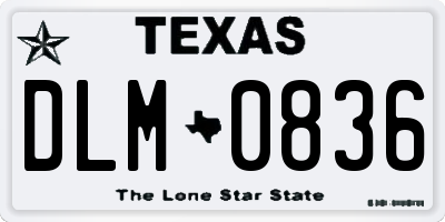 TX license plate DLM0836