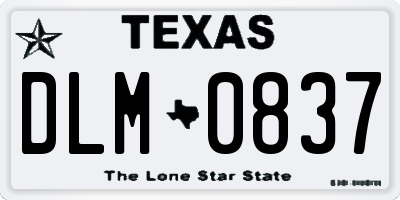 TX license plate DLM0837