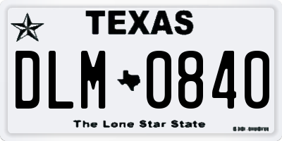 TX license plate DLM0840