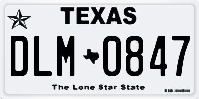 TX license plate DLM0847