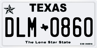 TX license plate DLM0860