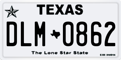 TX license plate DLM0862