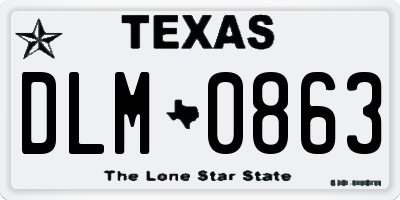 TX license plate DLM0863